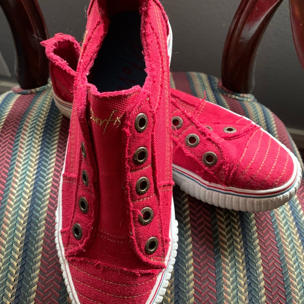 Women's Red Canvas Slip-On Sneakers